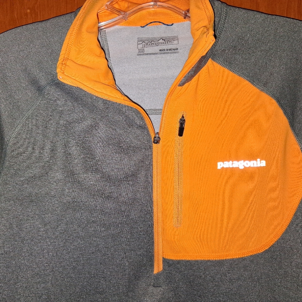Patagonia Women/mens Performance Two-Tone Fleece in Gray and Orange Like New